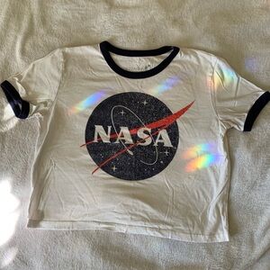NASA Logo Navy and White Cropped T-Shirt